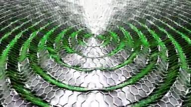 具有动画反射的流动绿色金属液体的动画。可循环动画。